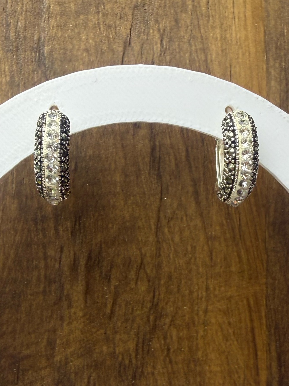 Crystal Pavé Hoop Earrings in Silver and Black